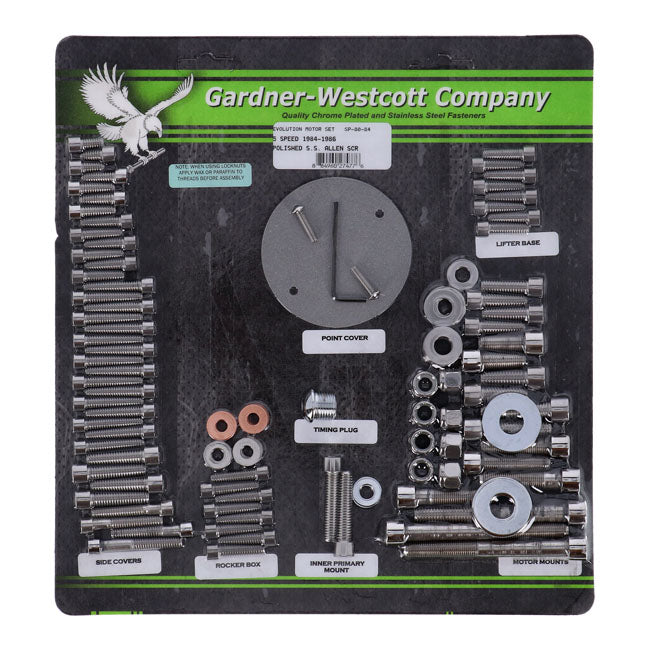 Gardner-Westcott Motor Screw Set, Polished Ss Allen – 1984–1986 FXR; FLT/Touring