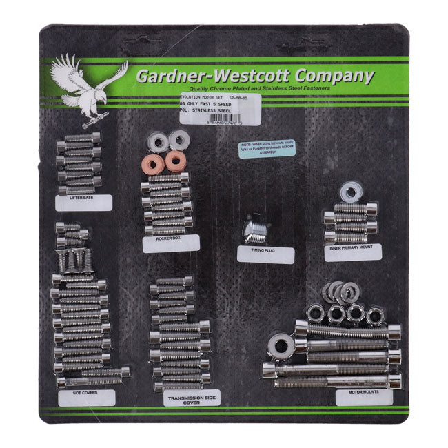 Gardner-Westcott Motor Screw Set, Polished Ss Allen – 1986 Softail