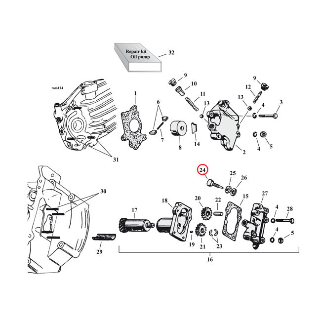 MCS Chain Oiler Adj. Screw (Slotted) – 1933–1964; 68-E83 Big Twin; 1970–1976 XL…