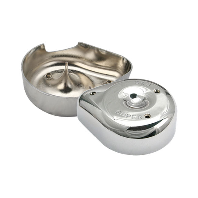 S&S Super E/G Air Cleaner Cover, Notched. Chrome – All Shovel with 5 Gallon Tanks +.075"…