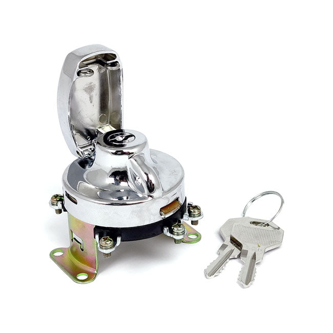 MCS FL Style Ignition Switch. 5-Pole, Flat Key, Chrome – 1936–1972 FL