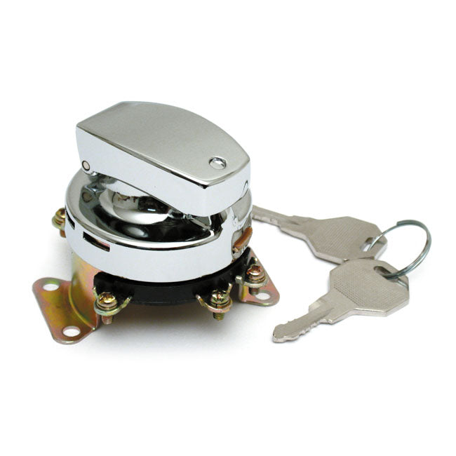 MCS FL Style Ignition Switch. 6-Pole, Flat Key, Chrome – 1973–1995 FL; FX; Fxwg Models with Dual…