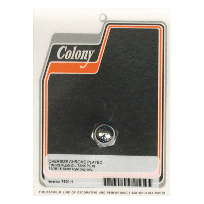 Colony Oversize Timing/Drain Plug. Acorn – 1938–1999 Big Twin; 1952–2003 K; XL…