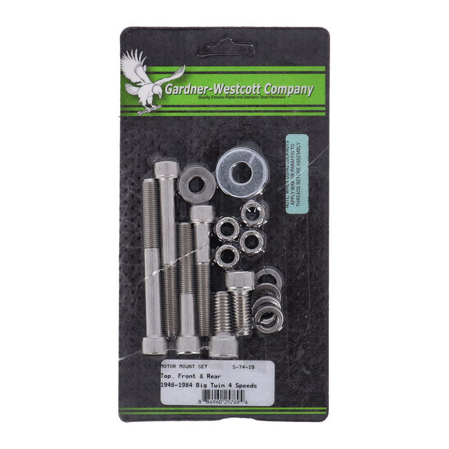 Gardner-Westcott Motor Mount Screw Kit, Ss Allen – 1948–1984 4-Speed Big Twin