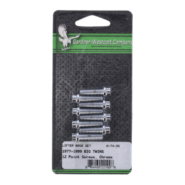 Gardner-Westcott Tappet Block Mount Kit, 12-Point. Chrome – L1976–1984 Shovelhead; 1984–1999 Evo Big…