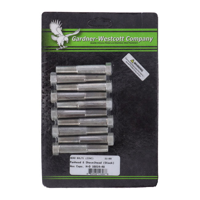 Gardner-Westcott Head Bolt Kit, Stock Hex Style. Zinc – 1948–1984 Big Twin