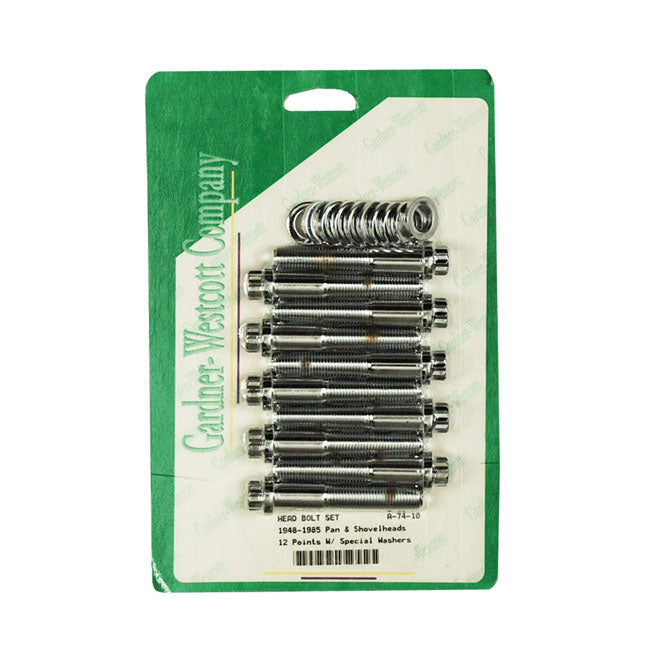 Gardner-Westcott Head Bolt Kit, 12-Point. Chrome – 1948–1984 Big Twin