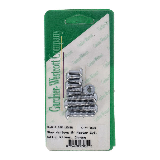 Gardner-Westcott Handlebar Control Screw Kit, Button Chr – 1996–2017 Softail; Dyna; 1996–2007…