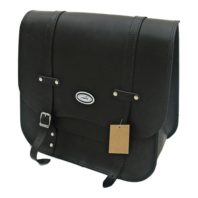 MCS Single Leather Saddlebag. 30 Liter. Black – Universal