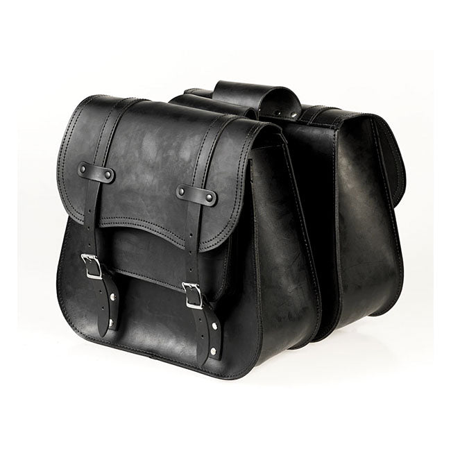 MCS Reinforced Rigid Leather Saddlebag Set. Throw-Over – Universal