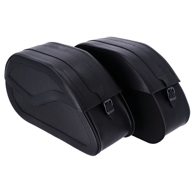 MCS Reinforced Rigid Leather Saddlebag Set. 32 Liter – Universal
