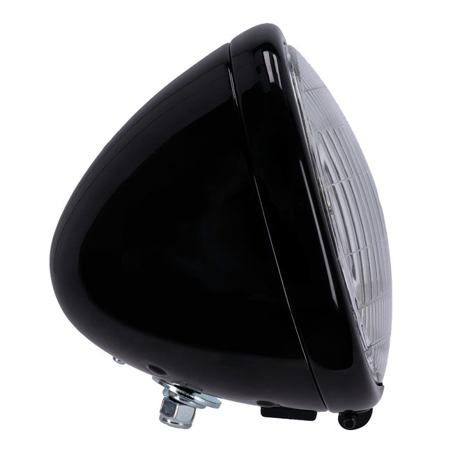 MCS 6-1/2" Springer Headlamp Assembly. 12V. Black – 1936–1954 H-D with Springer Forks. With…