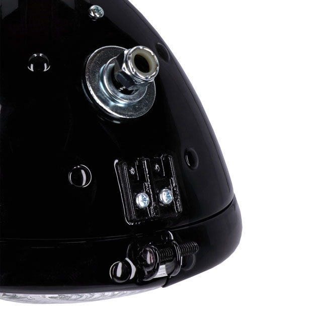 MCS 6-1/2" Springer Headlamp Assembly. 12V. Black – 1936–1954 H-D with Springer Forks. With…