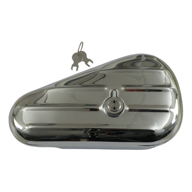 MCS Teardrop Tool Box Ribbed. Chrome – 1940–1964 FL; H-D CUSTOM APPLICATIONS