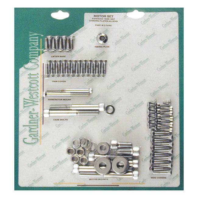 Gardner-Westcott Motor Screw Set, Allen – 1948–1957 Pan (Short Bolts for Steel…