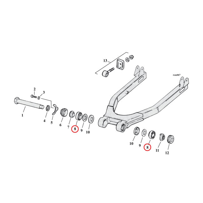 MCS Bearing, Swingarm. Left & Right – 52-E74 K; XL Sportster (2 Used)