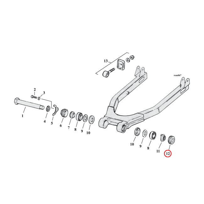 MCS Locknut, Swingarm Bearing. Left – L1974–1981 XL Sportster 1 Used