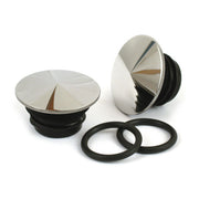 MCS Stainless Steel Gas Cap Set, Pointed – 1996–1999 H-D