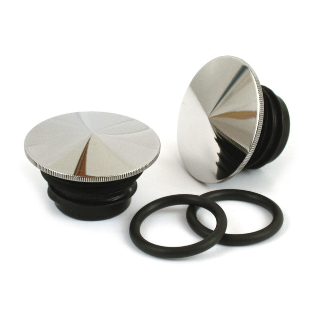 MCS Stainless Steel Gas Cap Set, Pointed – 1996–1999 H-D