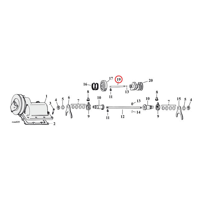 MCS Shifter Shaft for Shifter Cam – 52-E79 FL; FX; 1941–1973 45" Flathead