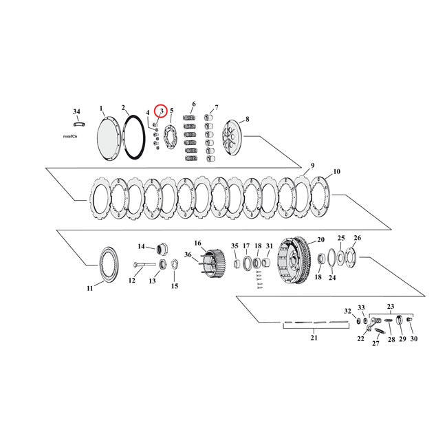 MCS Nut, Clutch Hub Stud – 1952–1970 K; XL Sportster Long