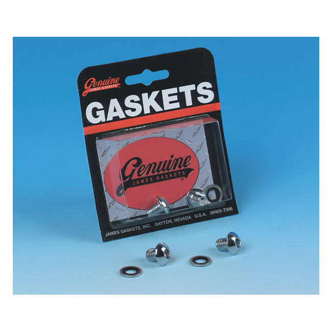James Gaskets Fork Slider Drain Screws. Chrome Button Head – L1977–1984 FL; FLH; 1980–1986 FXWG…