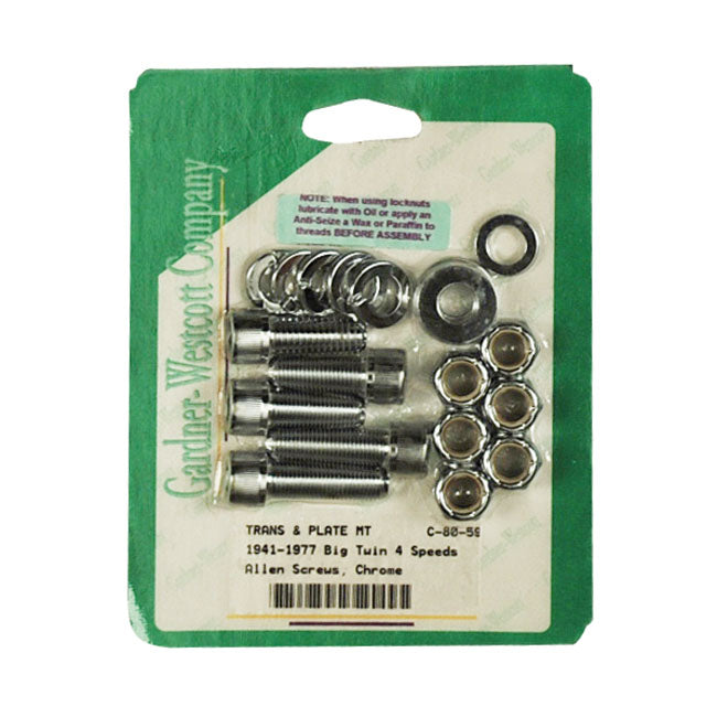 Gardner-Westcott Transmission Mount Kit, Allen Head. Chrome – 1941–1985 4-Speed Big Twin