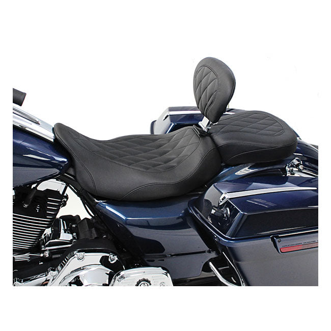 Mustang Wide Tripper Solo Seat. with Rider Backrest – Touring: 2008–2025 FLT/Touringflh…