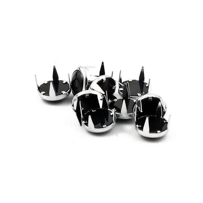 Mustang Decorative Studs. Chrome with Black Pearl