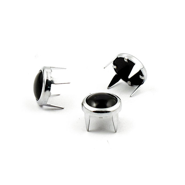 Mustang Decorative Studs. Chrome with Black Pearl
