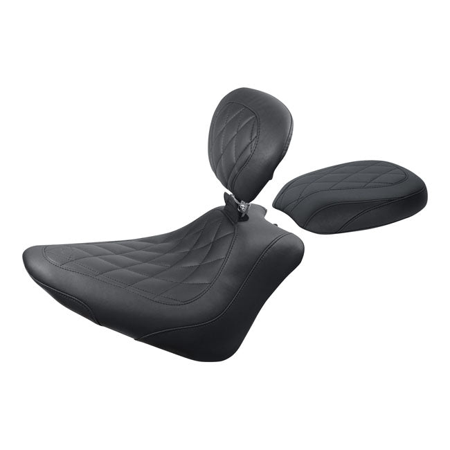 Mustang Wide Tripper Solo Seat. with Rider Backrest – 2011–2013 Softail FXS Blackline…