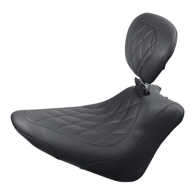 Mustang Wide Tripper Solo Seat. with Rider Backrest – 2011–2013 Softail FXS Blackline…