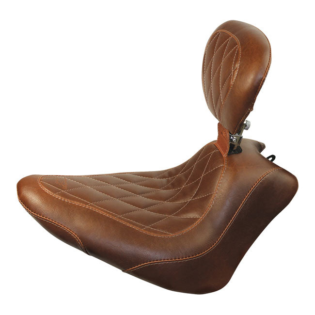 Mustang Wide Tripper Solo Seat. with Rider Backrest – 2011–2013 Softail FXS Blackline…