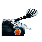 Kuryakyn Skeleton-hand Mirror Set. Black Hand, Chrome Head – Incl. Adapters for Metric Bikes