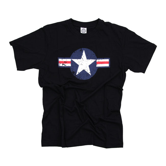 Army Surplus Air Force Star & Bars T-Shirt Black – S