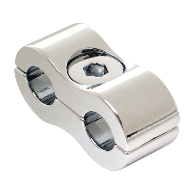 Motion Pro Throttle / Idle Cable Clamp. Chrome, 7 mm – 7 mm O.d. Throttle / Idle Cables