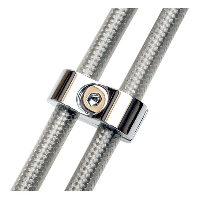 Motion Pro Throttle / Idle Cable Clamp. Chrome, 7mm – 7mm O.D. Throttle / Idle Cables