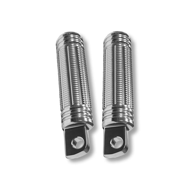 Burly Stash Foot Pegs. Clear Anodised – All H-D with Traditional Male Mount