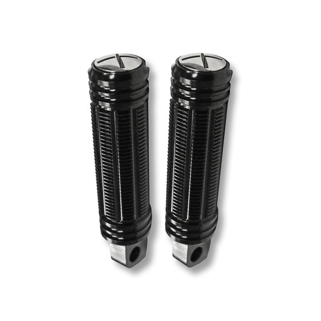 Burly Stash Foot Pegs. Black Anodised – All H-D with Traditional Male Mount