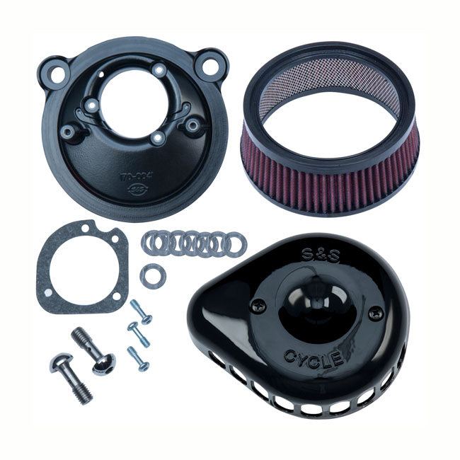 S&S Mini Teardrop Stealth Air Cleaner Kit. Gloss Black – 2007–2022 XL Sportster