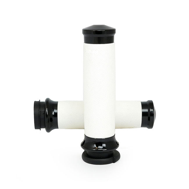 Avon Grips Avon Custom Contour Grips Black Anodized/White – 2008–2025 H-D with E-throttle