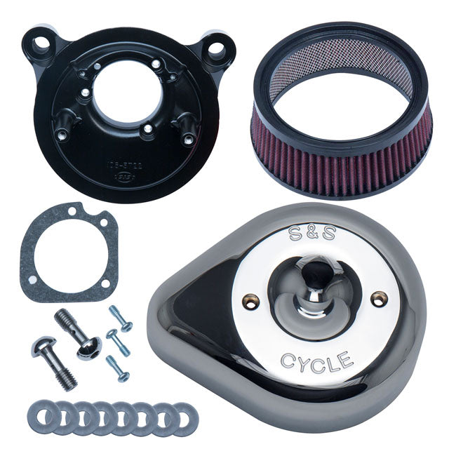 S&S Chrome Teardrop Air Cleaner Kit – 2008–2016 FLT/Touring; 2016–2017 Softail…