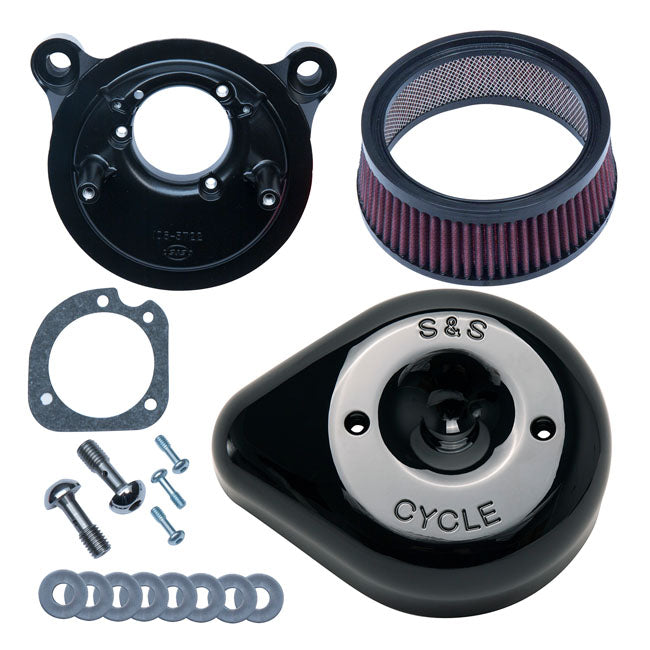 S&S Black Teardrop Air Cleaner Kit – 2008–2016 FLT/Touring; 2016–2017 Softail…