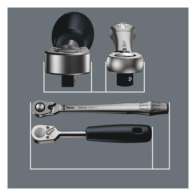 Wera Zyklop Ratchet Switch Kit 28 Pcs. 1/4" Drive - US Sizes – Phillips; Pozidriv; Torx® and Hex (Allen…