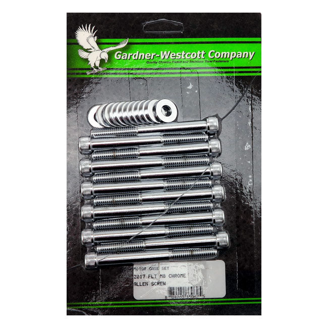 Gardner-Westcott Crankcase Bolt Kit. Chrome – 2017–2026 M8