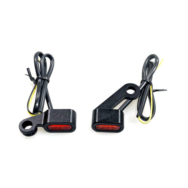MCS Fastline, Below Bar LED Turn Signal Set. Black, Amber Lens – 2004–2013 XL Sportster