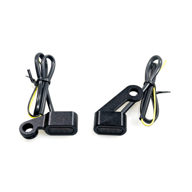 MCS Fastline, Below Bar LED Turn Signal Set. Black, Smoke Lens – 2004–2013 XL Sportster