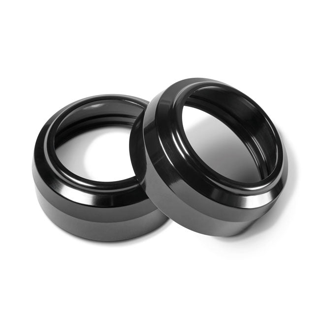 Performance Machine 49 mm Fork Dust Caps. Black – 2006–2017 Dyna FXD