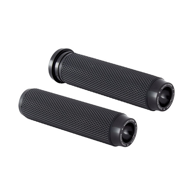 Rough Crafts Knurled Rubber Handlebar Grips. Black – 2008–2025 H-D with E-Throttle