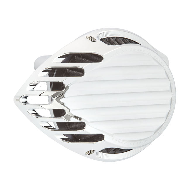 Rough Crafts Teardrop Finned Air Cleaner Assembly. Chrome – CV Carburetor: 1993–2006 Big Twin…